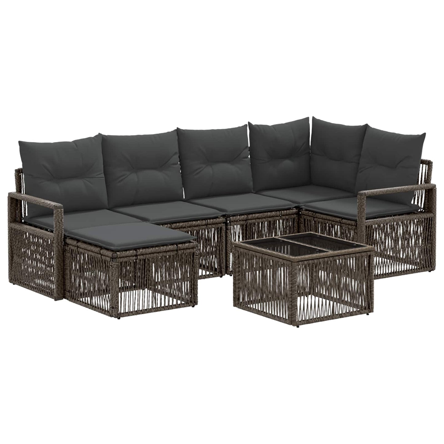 Set Divano da Giardino 7 pcs Grigio polyrattan | homemem39