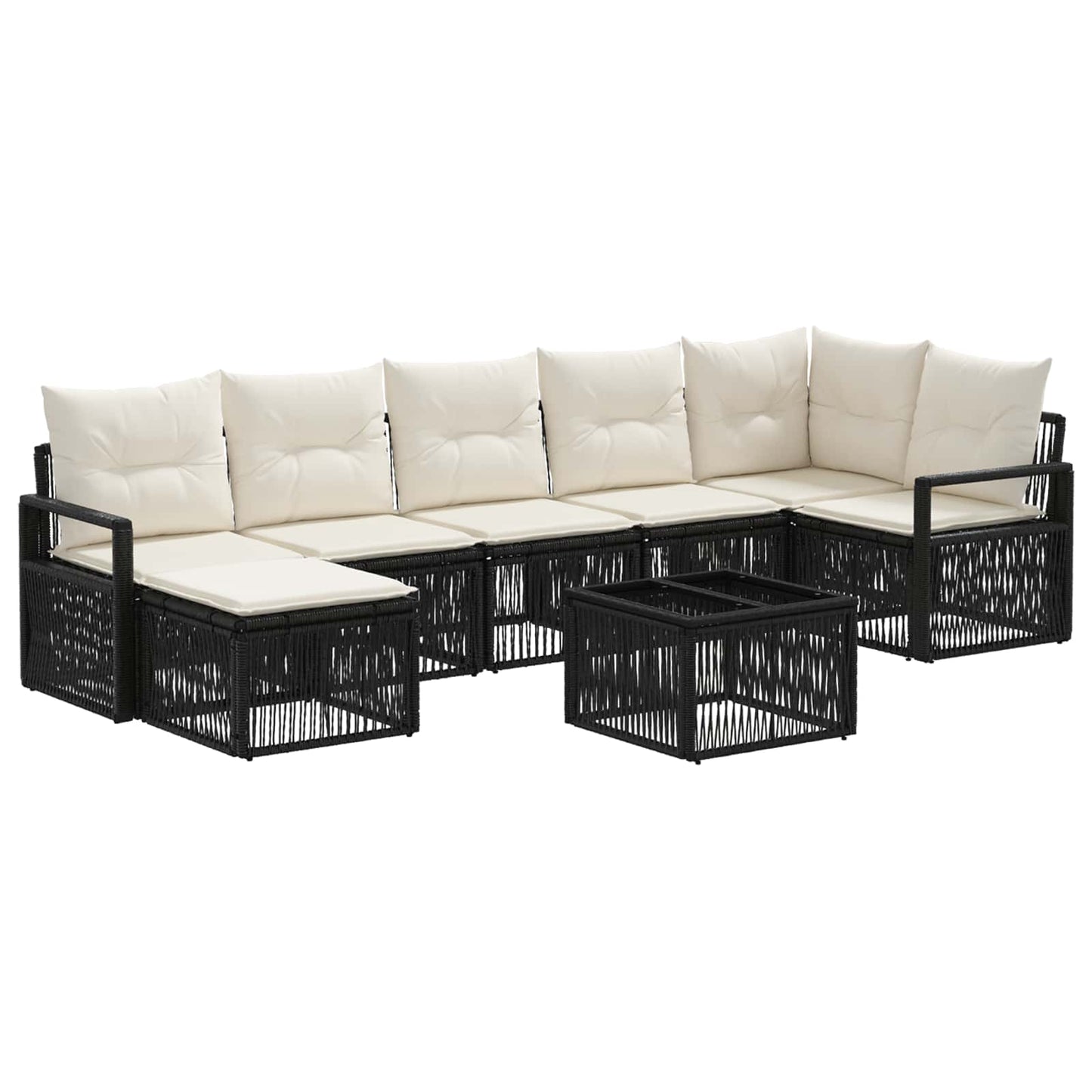 Set Divano da Giardino 8 pcs Nero polyrattan | homemem39