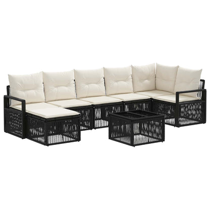 Set Divano da Giardino 8 pcs Nero polyrattan | homemem39