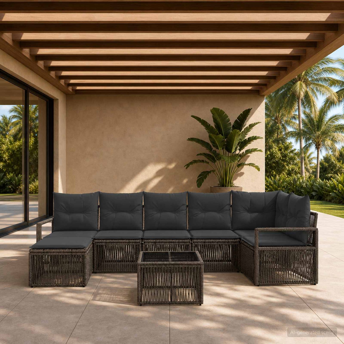Set Divano da Giardino 8 pcs Grigio polyrattan | homemem39