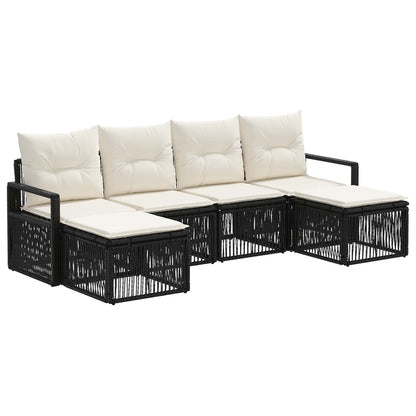Set Divano da Giardino 6 pcs Nero polyrattan | homemem39