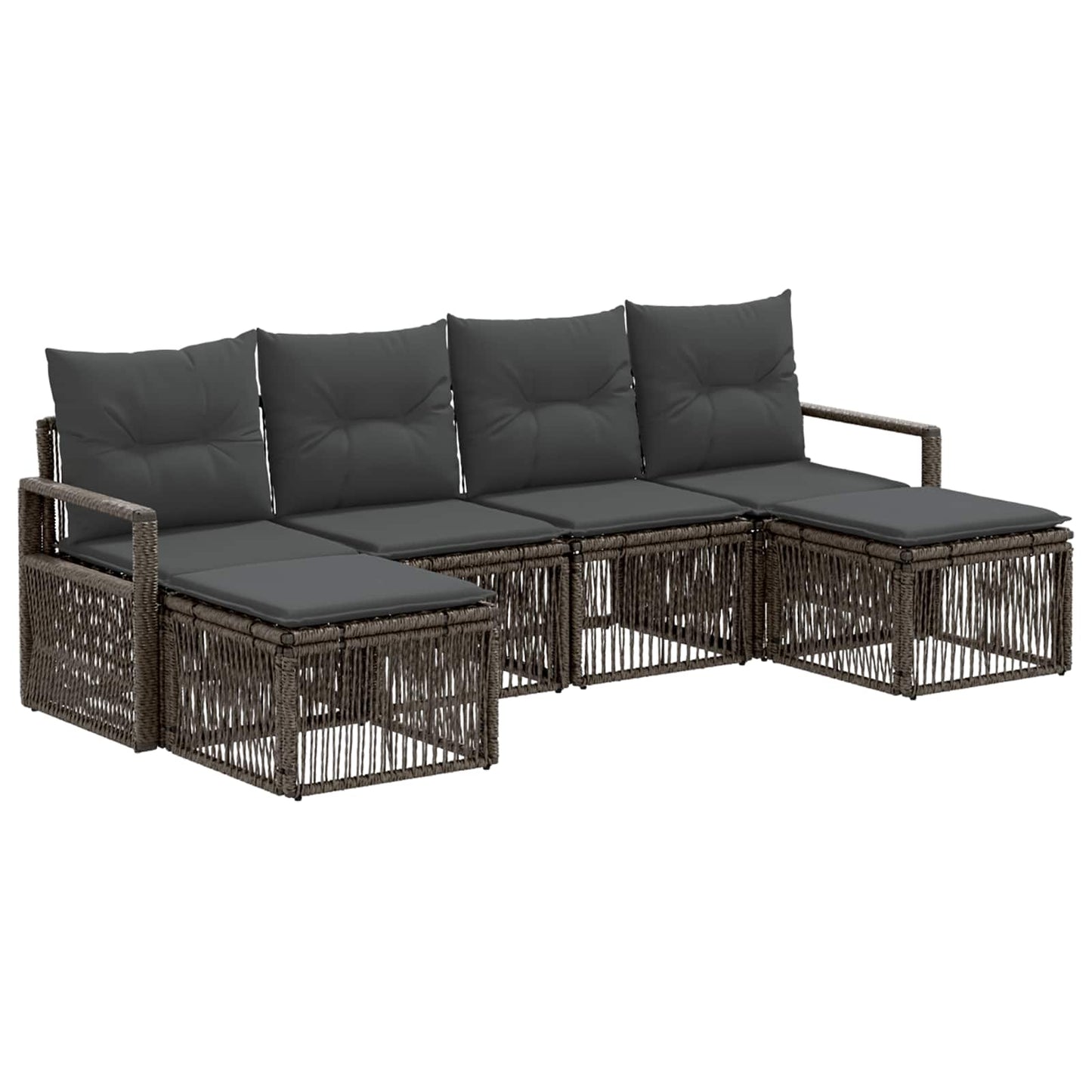 Set Divano da Giardino 6 pcs Grigio polyrattan | homemem39
