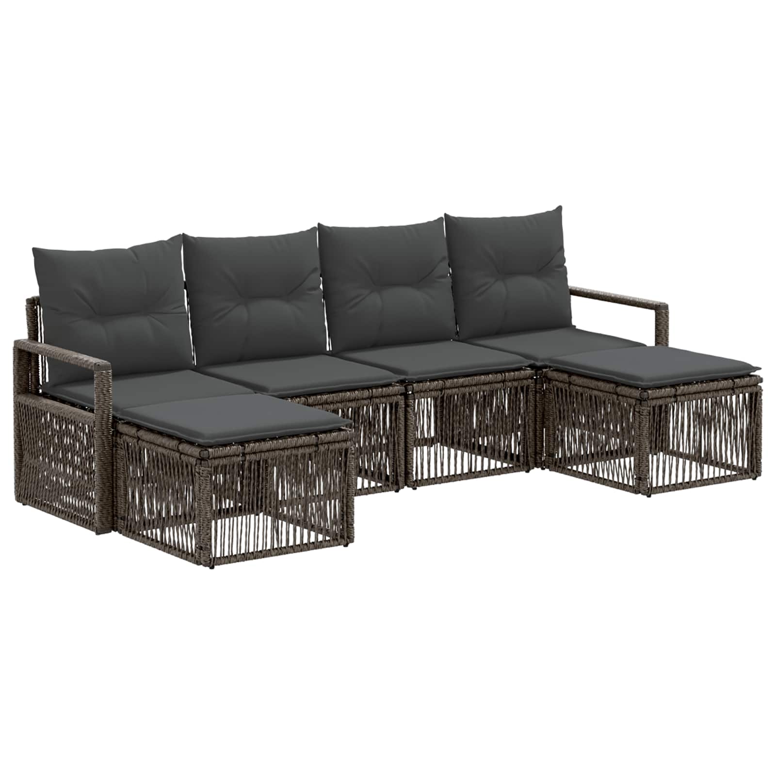 Set Divano da Giardino 6 pcs Grigio polyrattan | homemem39