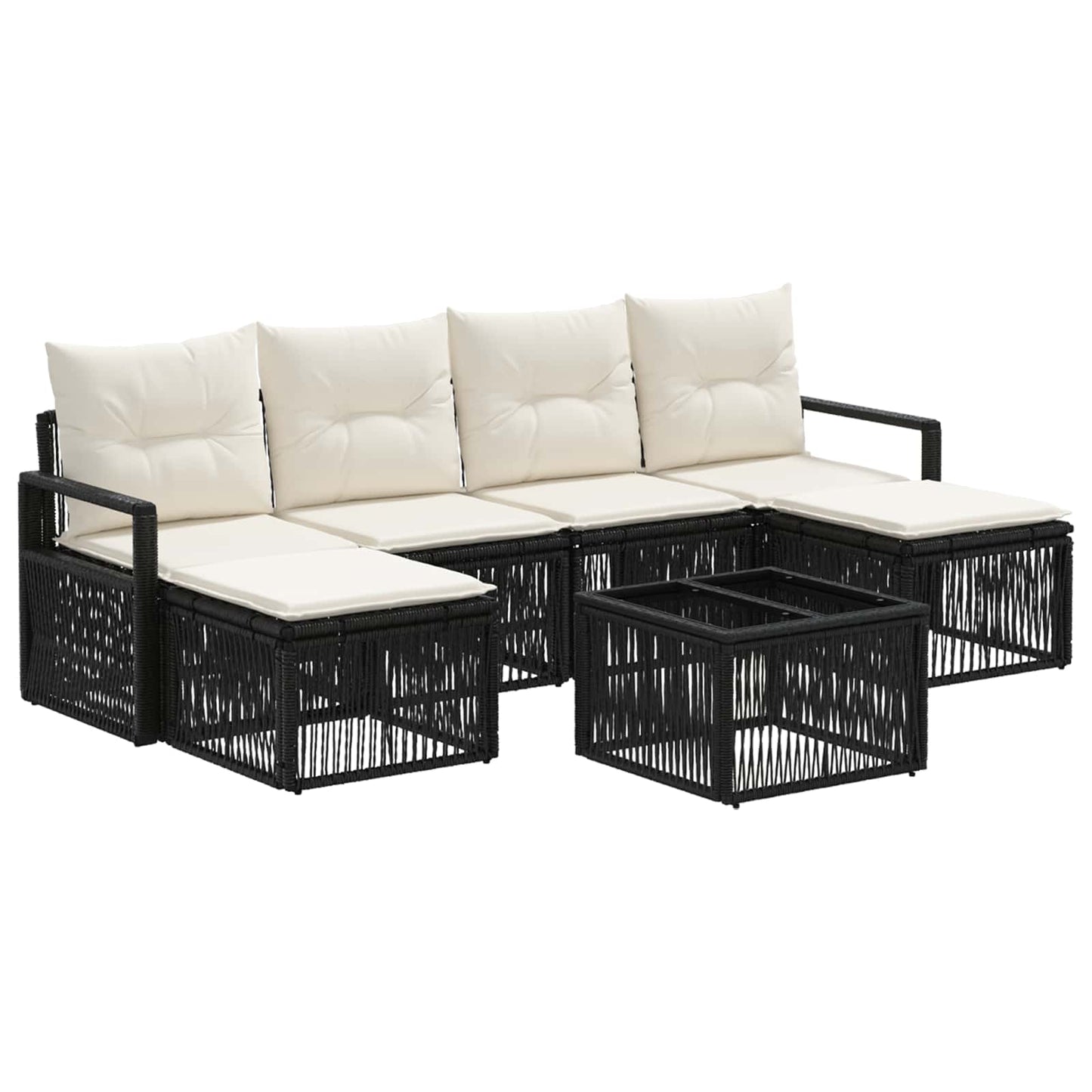 Set Divano da Giardino 7 pcs Nero polyrattan | homemem39