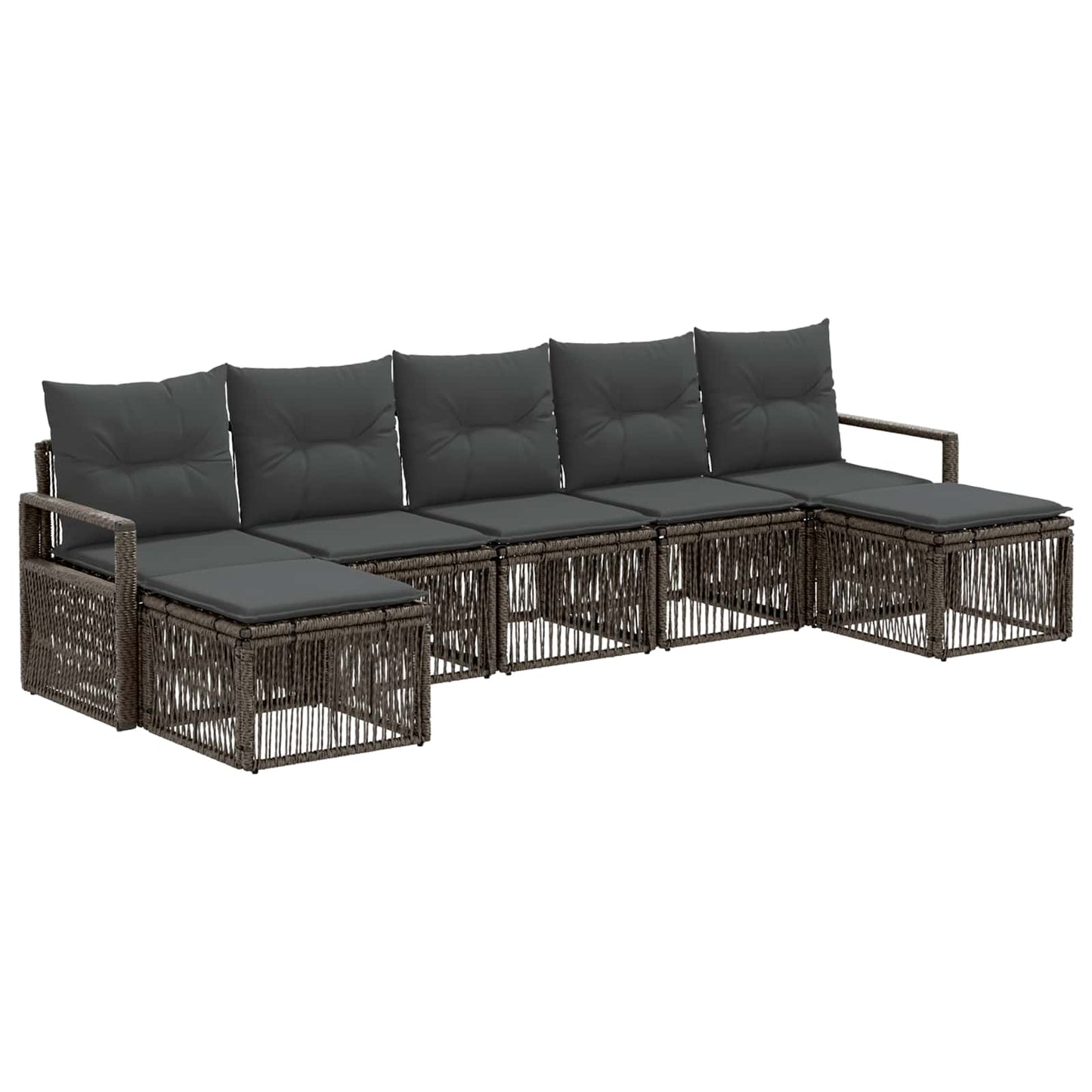 Set Divano da Giardino 7 pcs Grigio polyrattan | homemem39