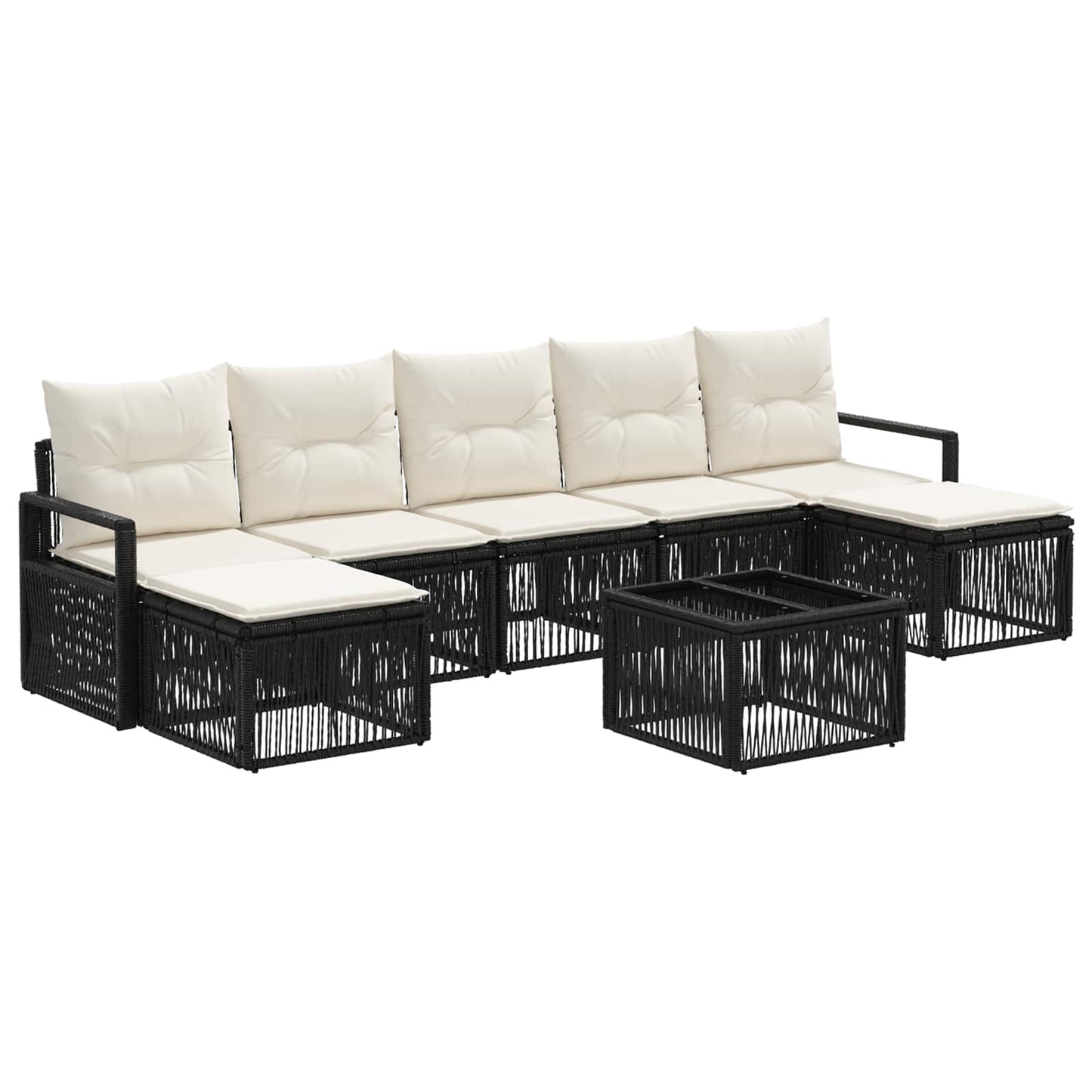 Set Divano da Giardino 8 pcs Nero polyrattan | homemem39