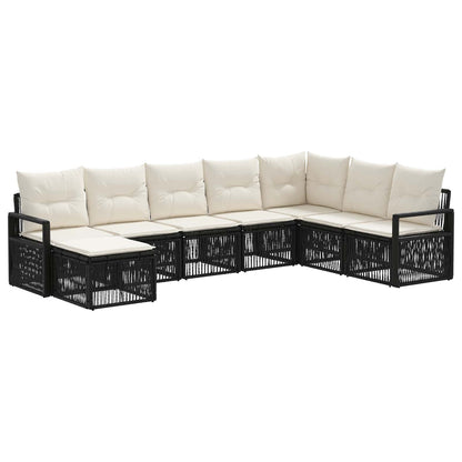 Set Divano da Giardino 8 pcs Nero polyrattan | homemem39