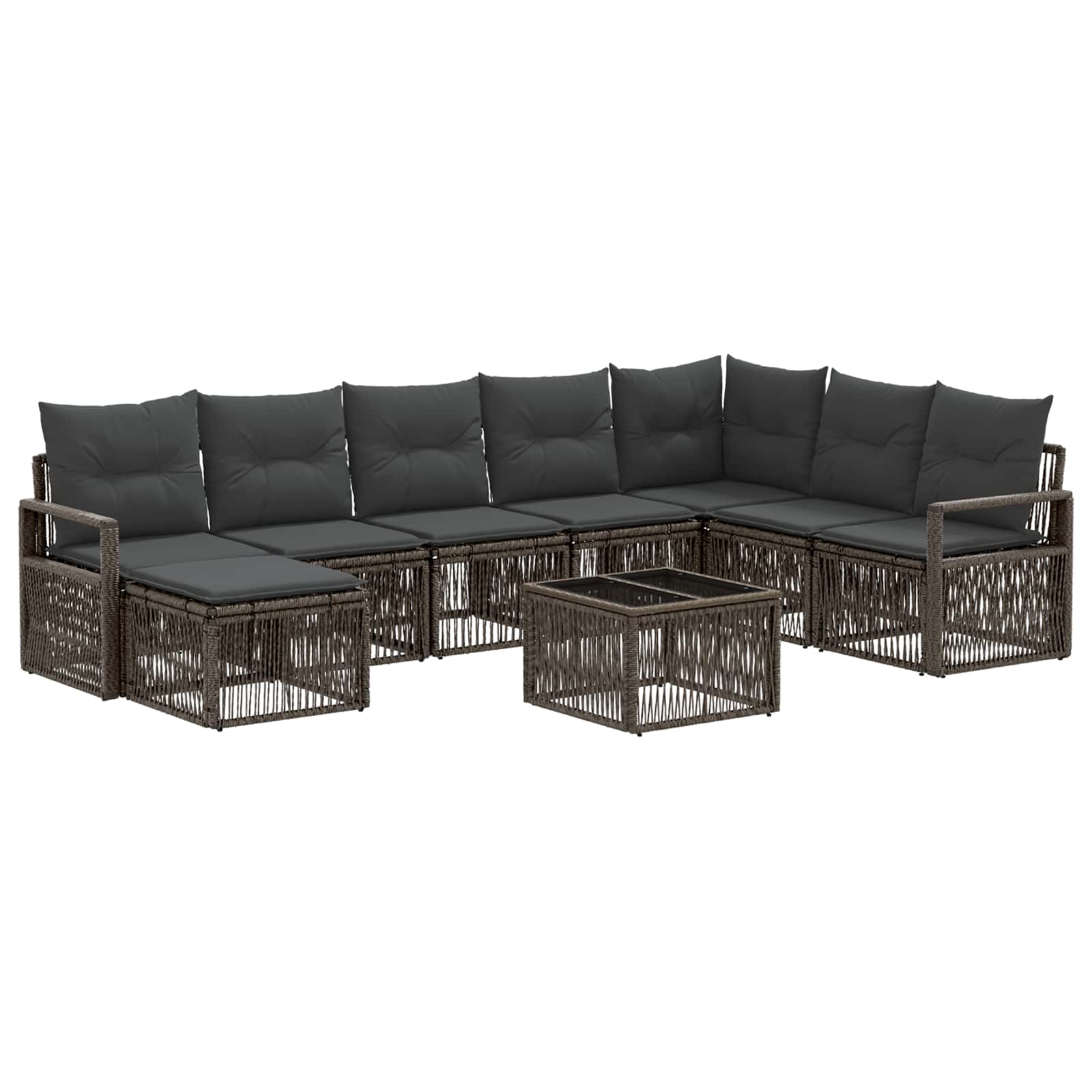 Set Divano da Giardino 9 pcs Grigio polyrattan | homemem39