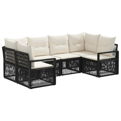 Set Divano da Giardino 6 pz 6-Numero di posti Nero polyrattan | homemem39