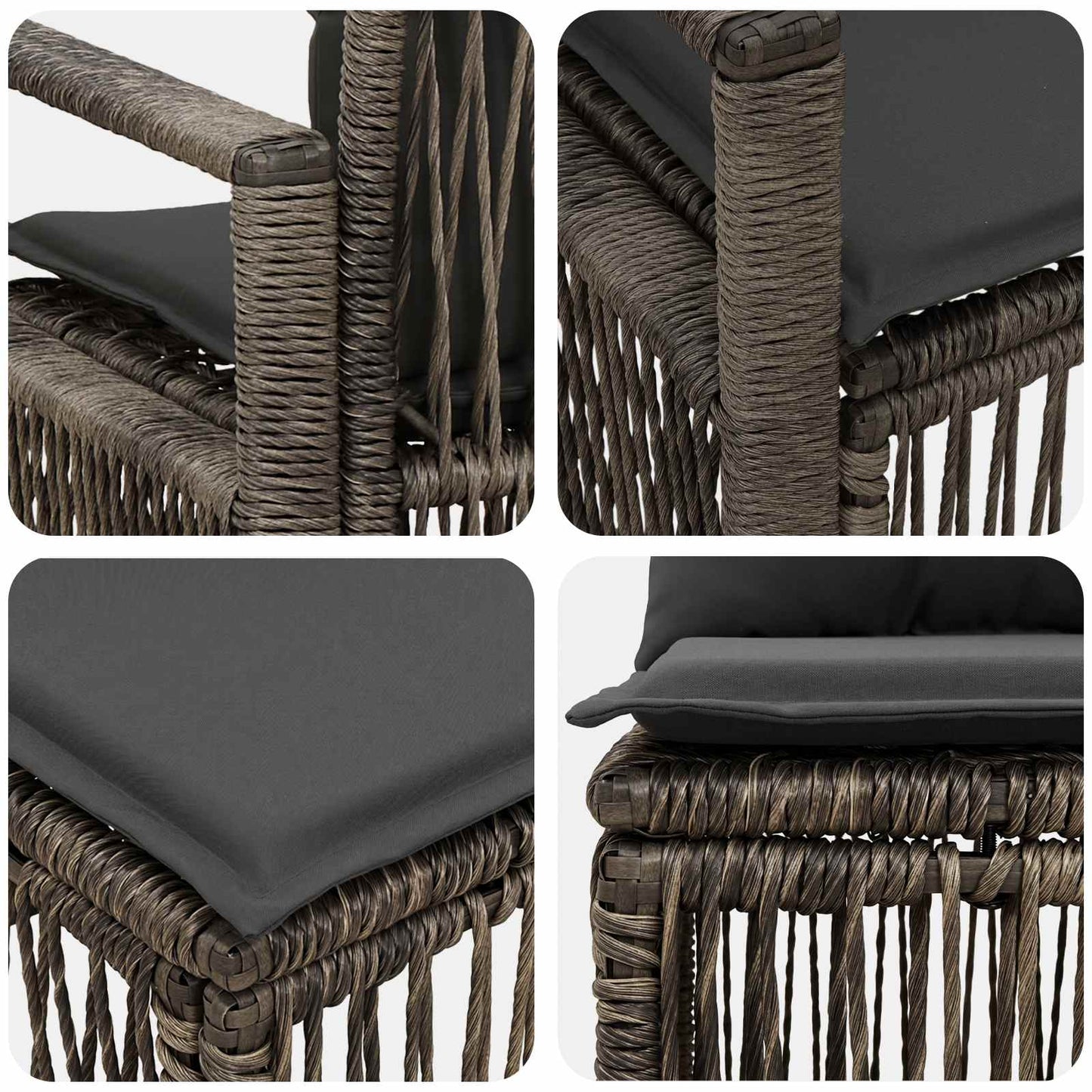 Set Divano da Giardino 6 pz 6-Numero di posti Grigio polyrattan | homemem39
