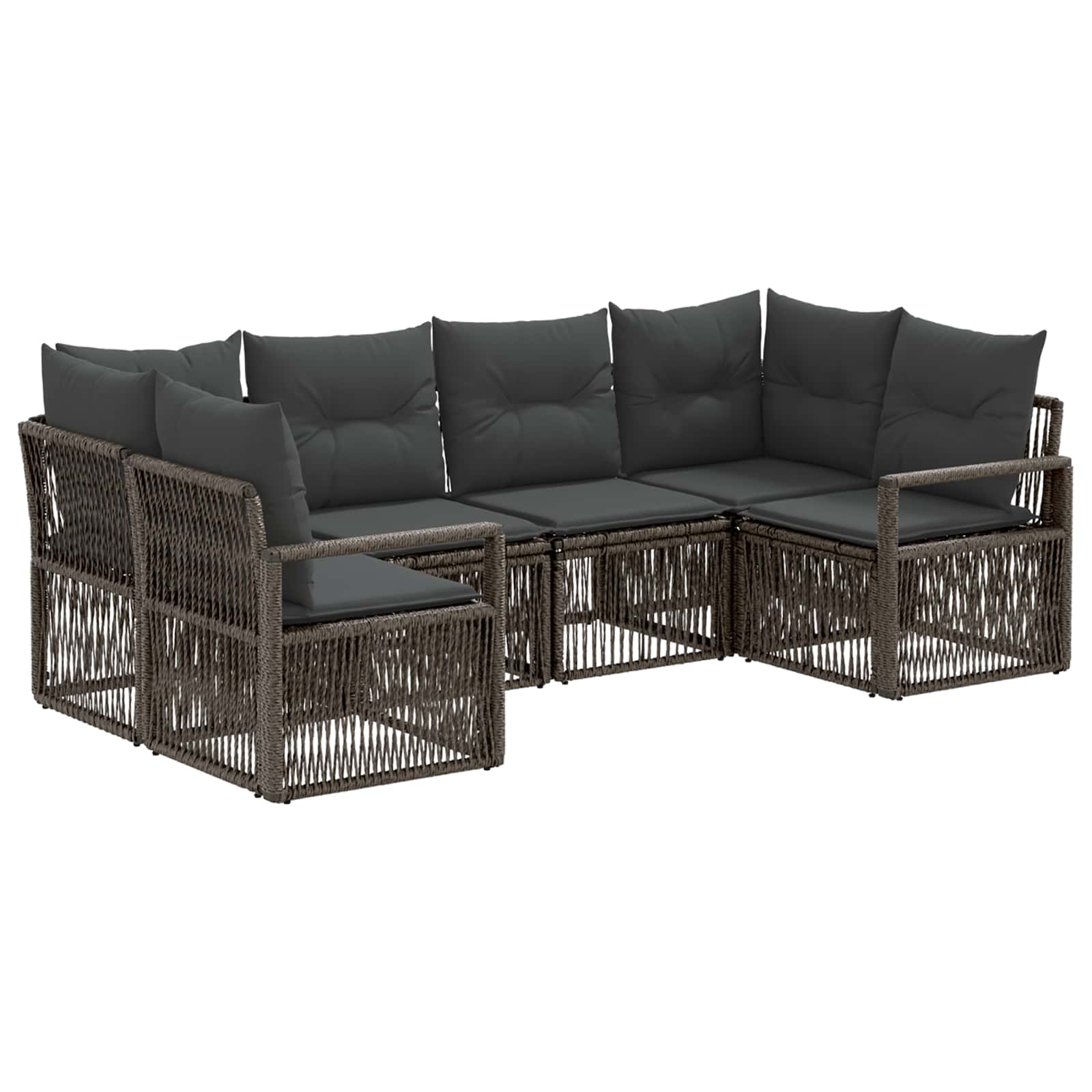 Set Divano da Giardino 6 pz 6-Numero di posti Grigio polyrattan | homemem39
