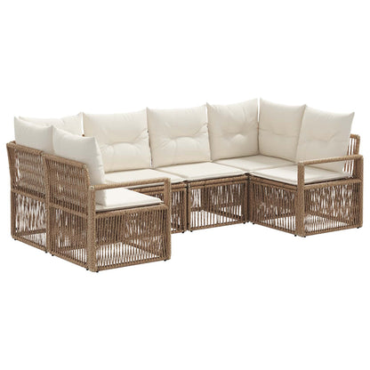 Set Divano da Giardino 6 pz 6-Numero di posti Beige polyrattan | homemem39