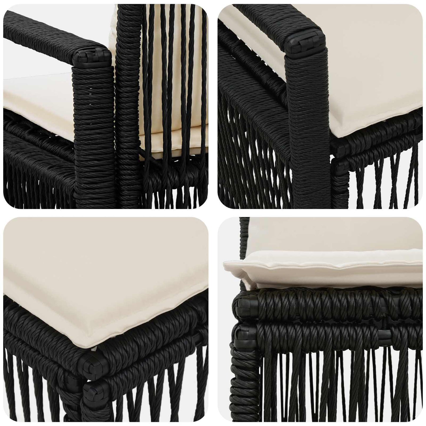 Set Divano da Giardino 7 pz 7-Numero di posti Nero polyrattan | homemem39