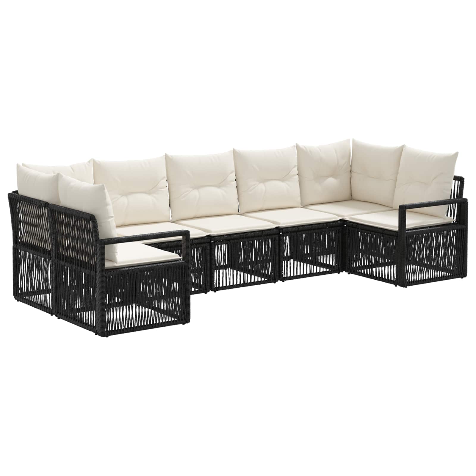 Set Divano da Giardino 7 pz 7-Numero di posti Nero polyrattan | homemem39