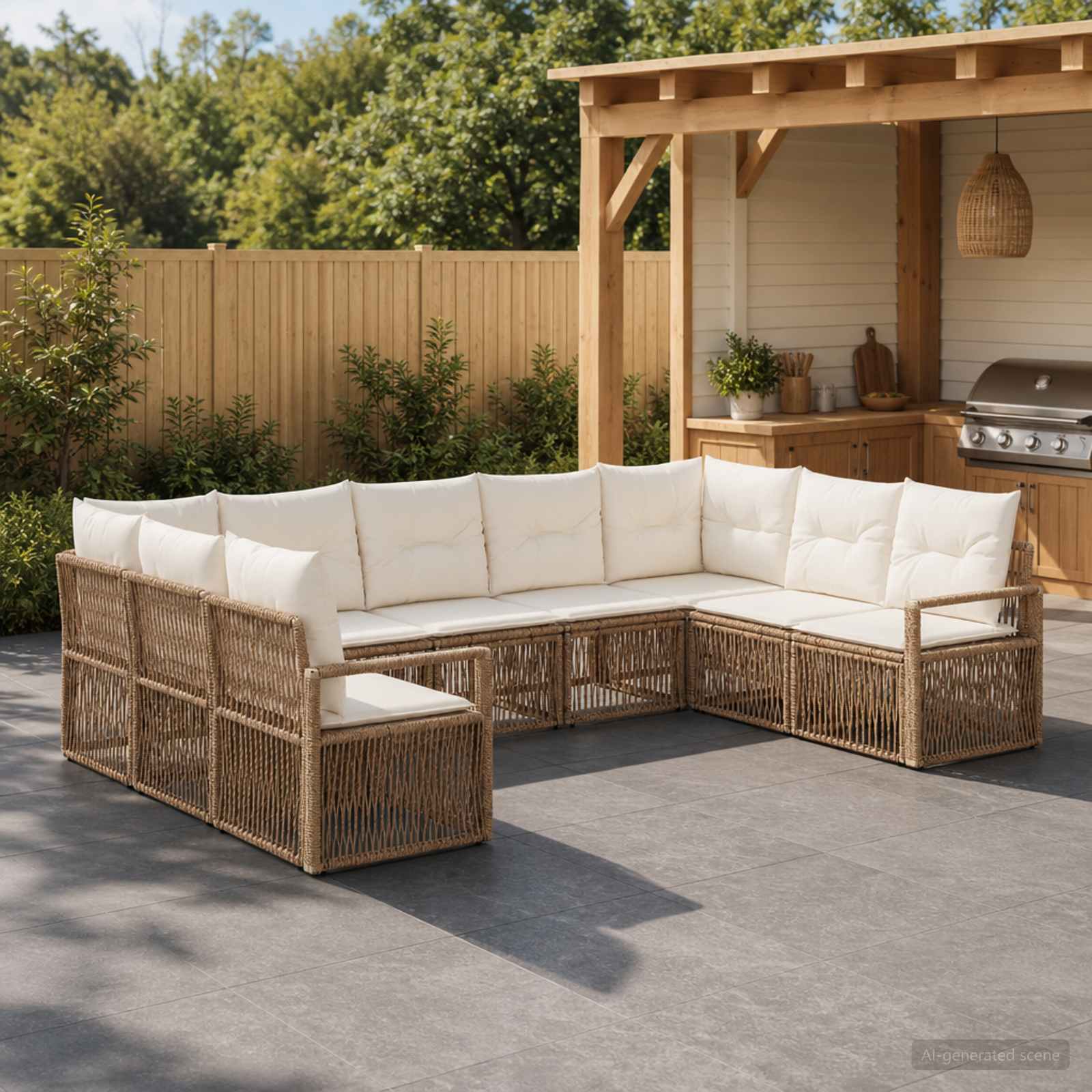 Set Divano da Giardino 9 pcs Beige polyrattan | homemem39
