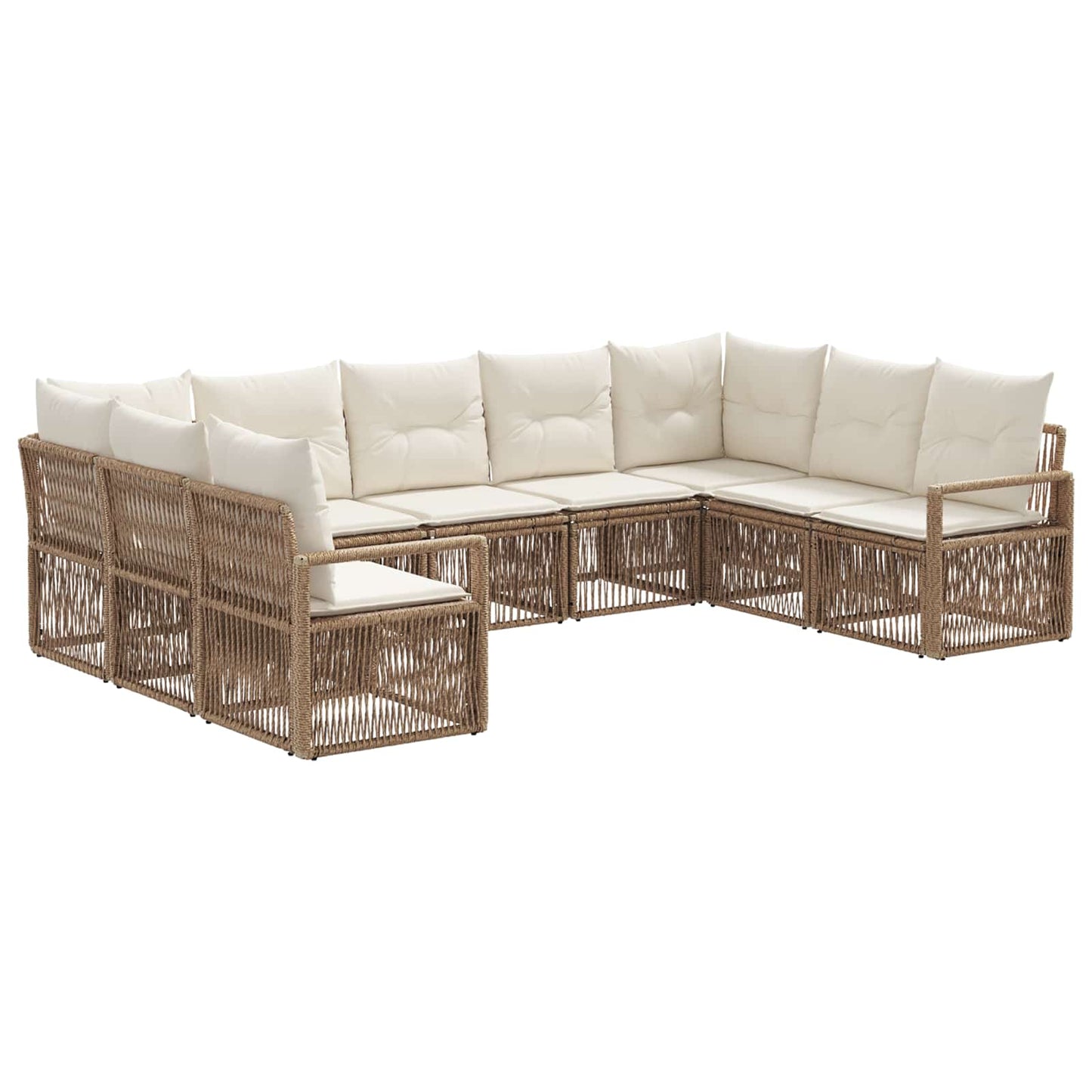 Set Divano da Giardino 9 pcs Beige polyrattan | homemem39