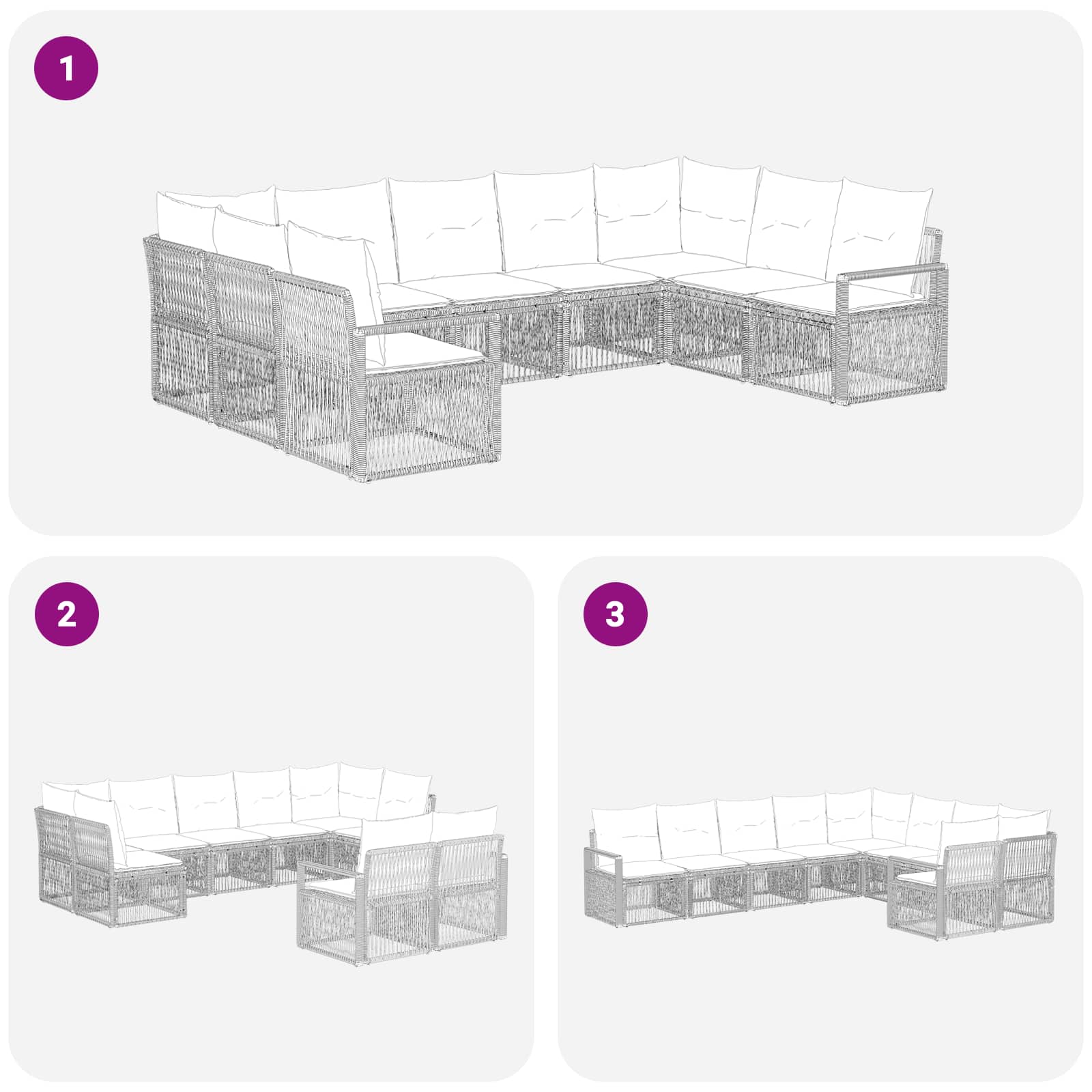 Set Divano da Giardino 9 pcs Beige polyrattan | homemem39