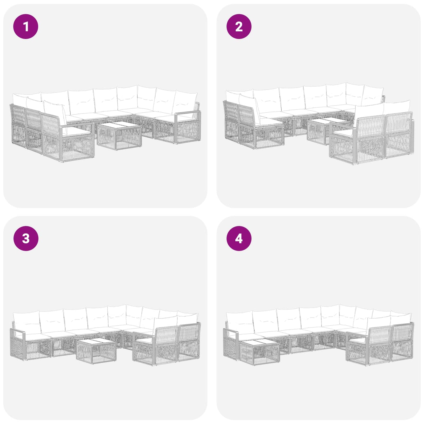 Set Divano da Giardino 10 pcs Nero polyrattan | homemem39