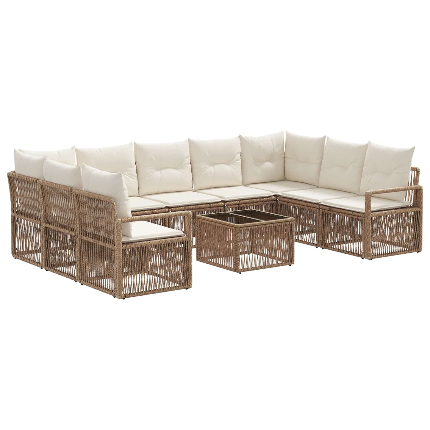 Set Divano da Giardino 10 pcs Beige polyrattan | homemem39