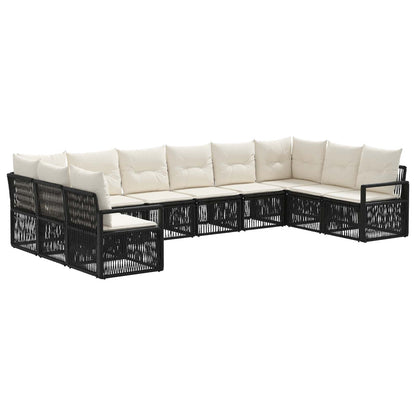 Set Divano da Giardino 10 pcs Nero polyrattan | homemem39