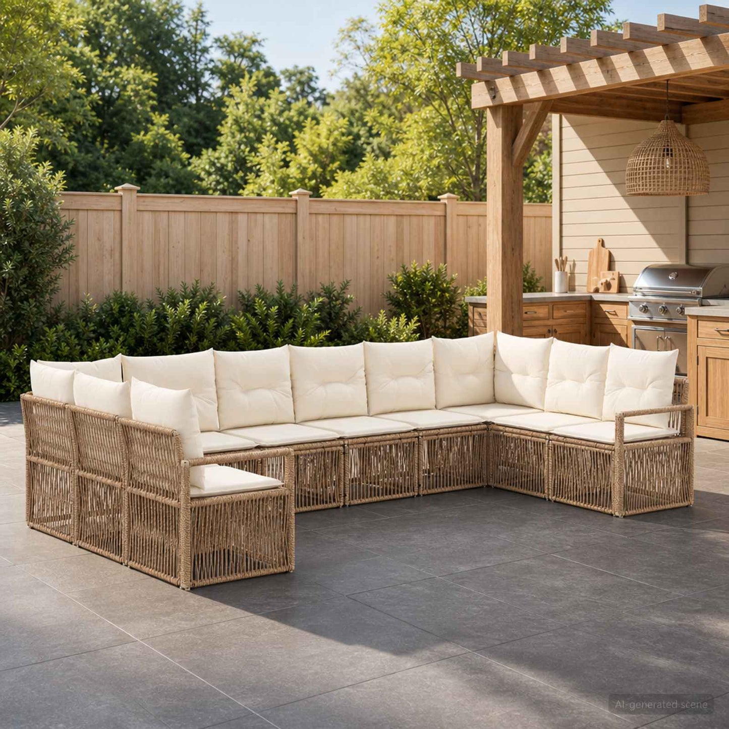 Set Divano da Giardino 10 pcs Beige polyrattan | homemem39