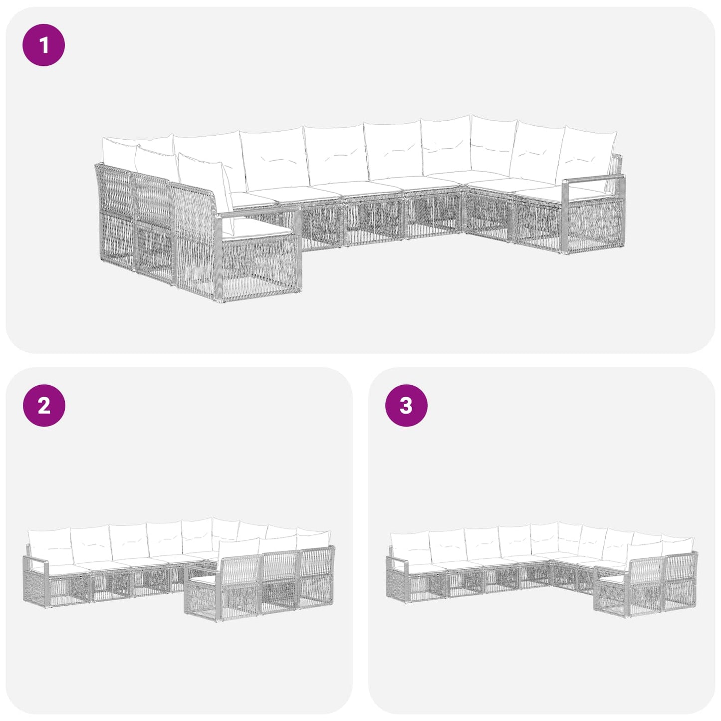 Set Divano da Giardino 10 pcs Beige polyrattan | homemem39