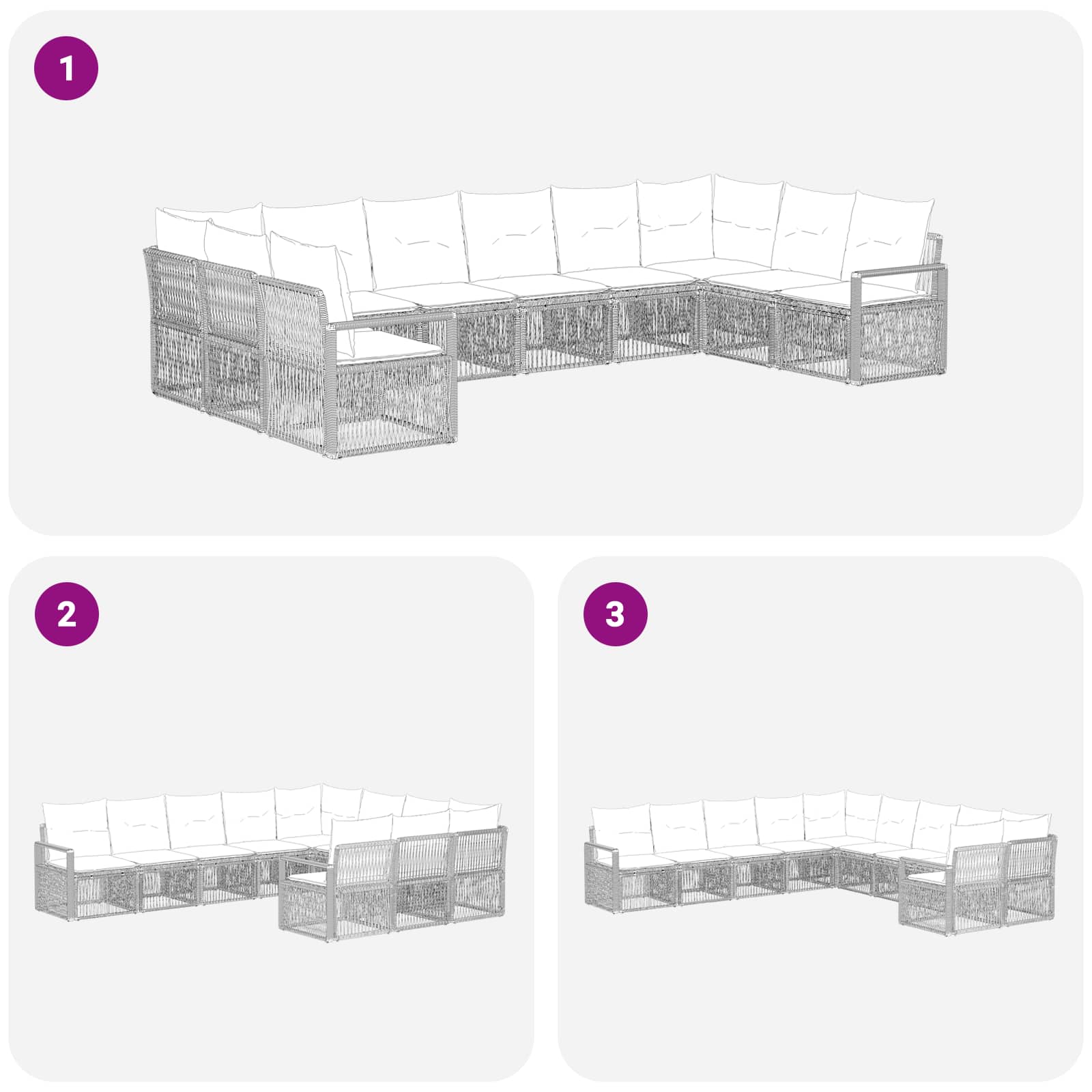 Set Divano da Giardino 10 pcs Beige polyrattan | homemem39