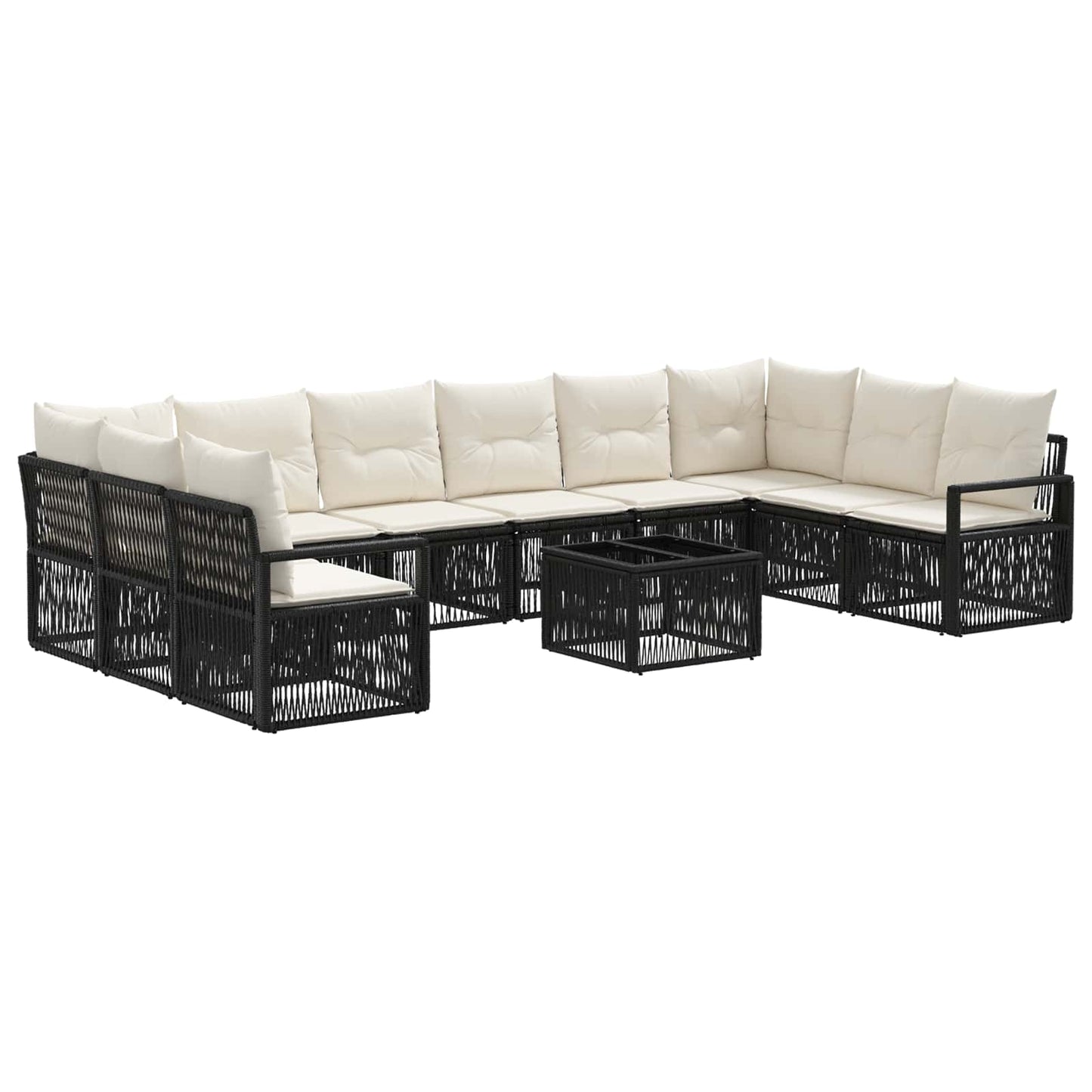 Set Divano da Giardino 11 pcs Nero polyrattan | homemem39
