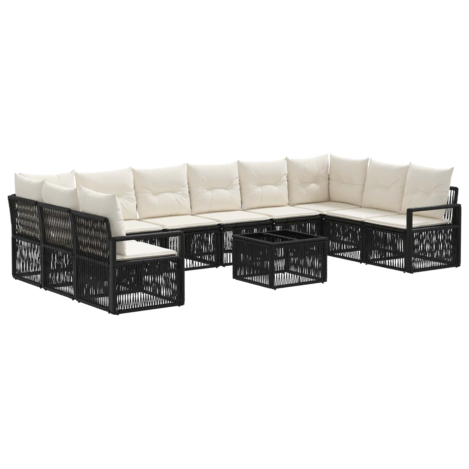 Set Divano da Giardino 11 pcs Nero polyrattan | homemem39