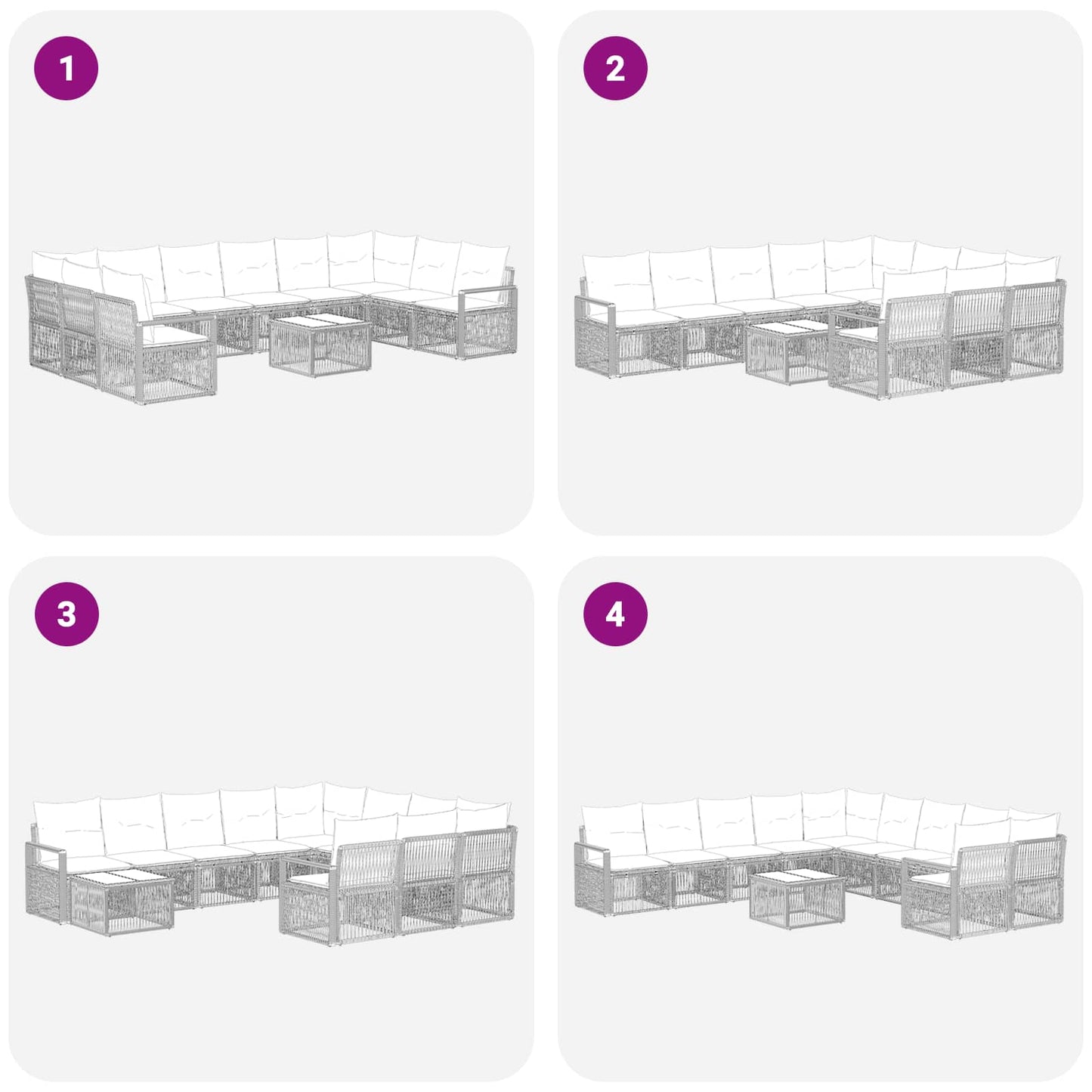 Set Divano da Giardino 11 pcs Nero polyrattan | homemem39