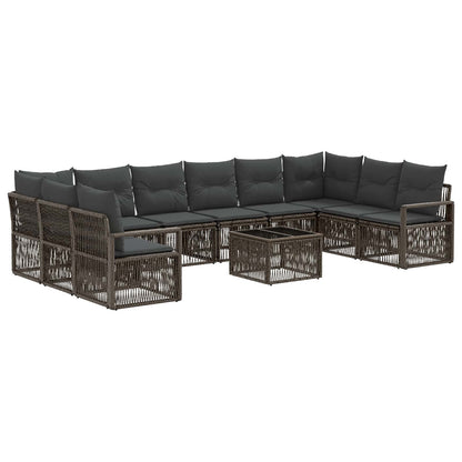 Set Divano da Giardino 11 pcs Grigio polyrattan | homemem39