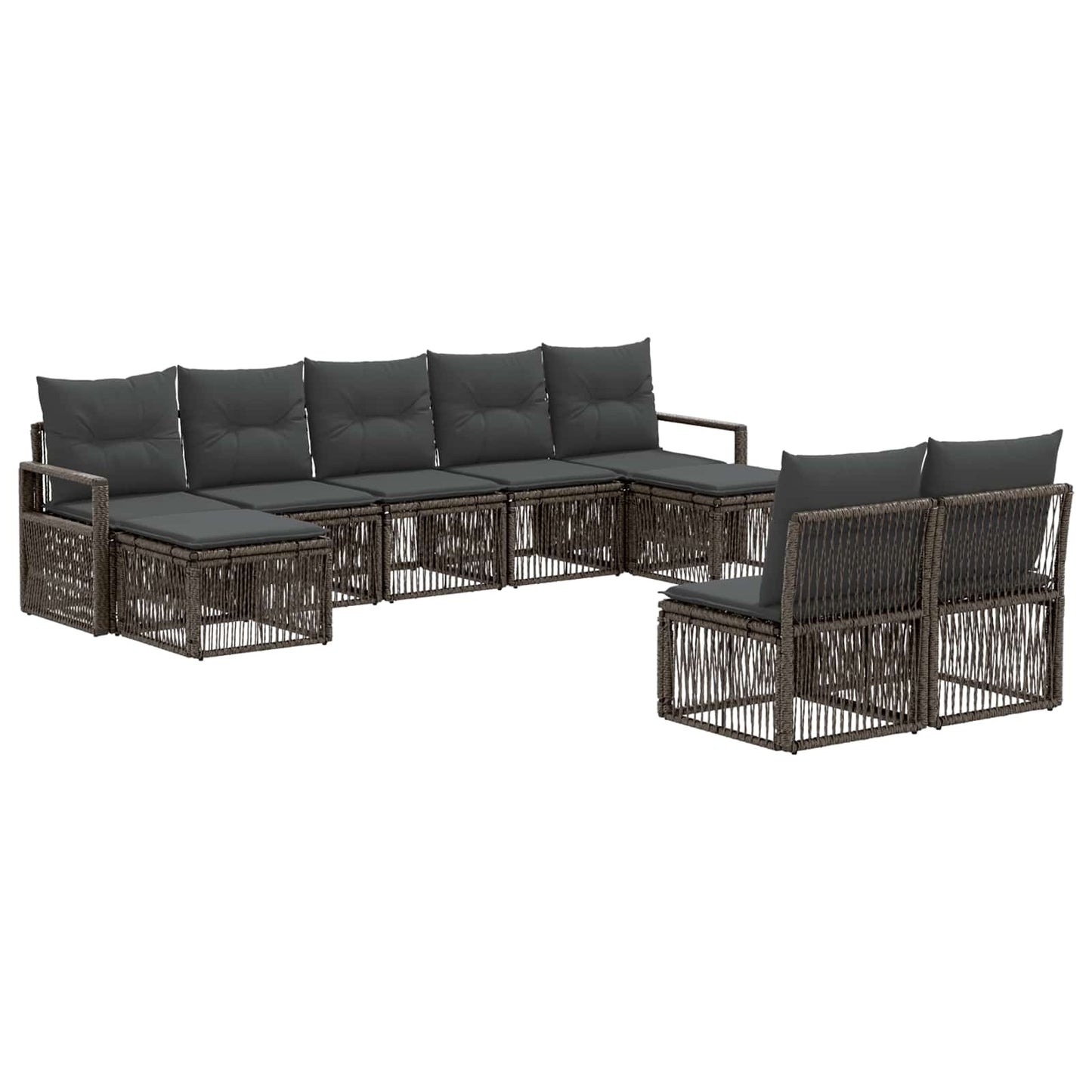 Set Divano da Giardino 9 pcs Grigio polyrattan | homemem39
