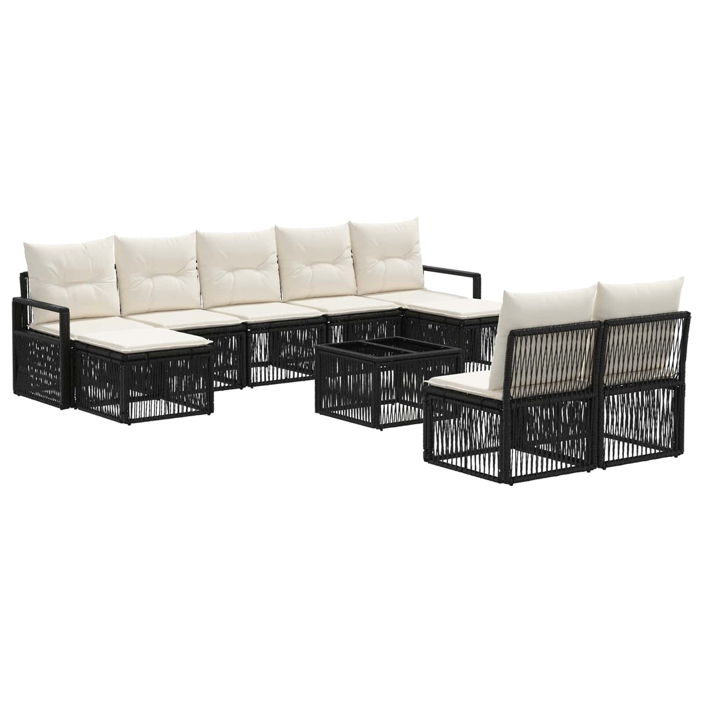 Set Divano da Giardino 10 pcs Nero polyrattan | homemem39