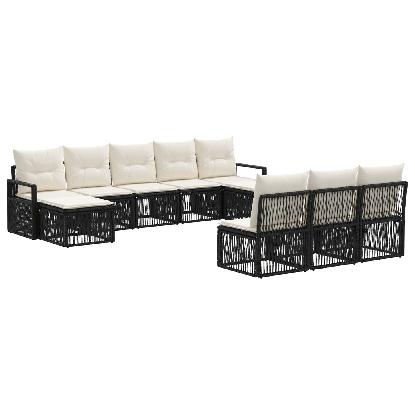 Set Divano da Giardino 10 pcs Nero polyrattan | homemem39