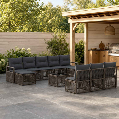 Set Divano da Giardino 11 pcs Grigio polyrattan | homemem39
