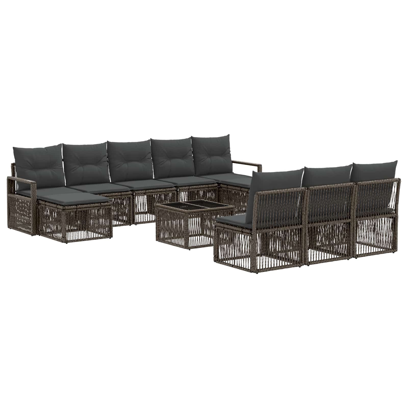 Set Divano da Giardino 11 pcs Grigio polyrattan | homemem39