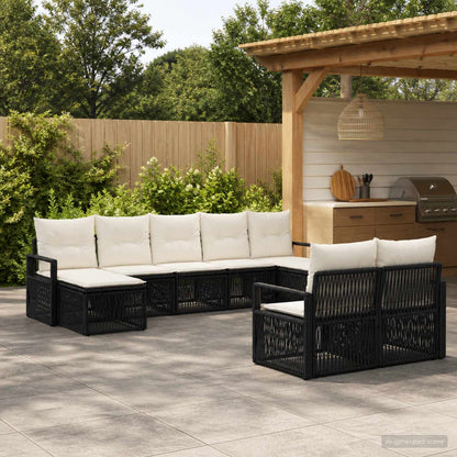 Set Divano da Giardino 9 pcs Nero polyrattan | homemem39