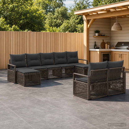 Set Divano da Giardino 9 pcs Grigio polyrattan | homemem39