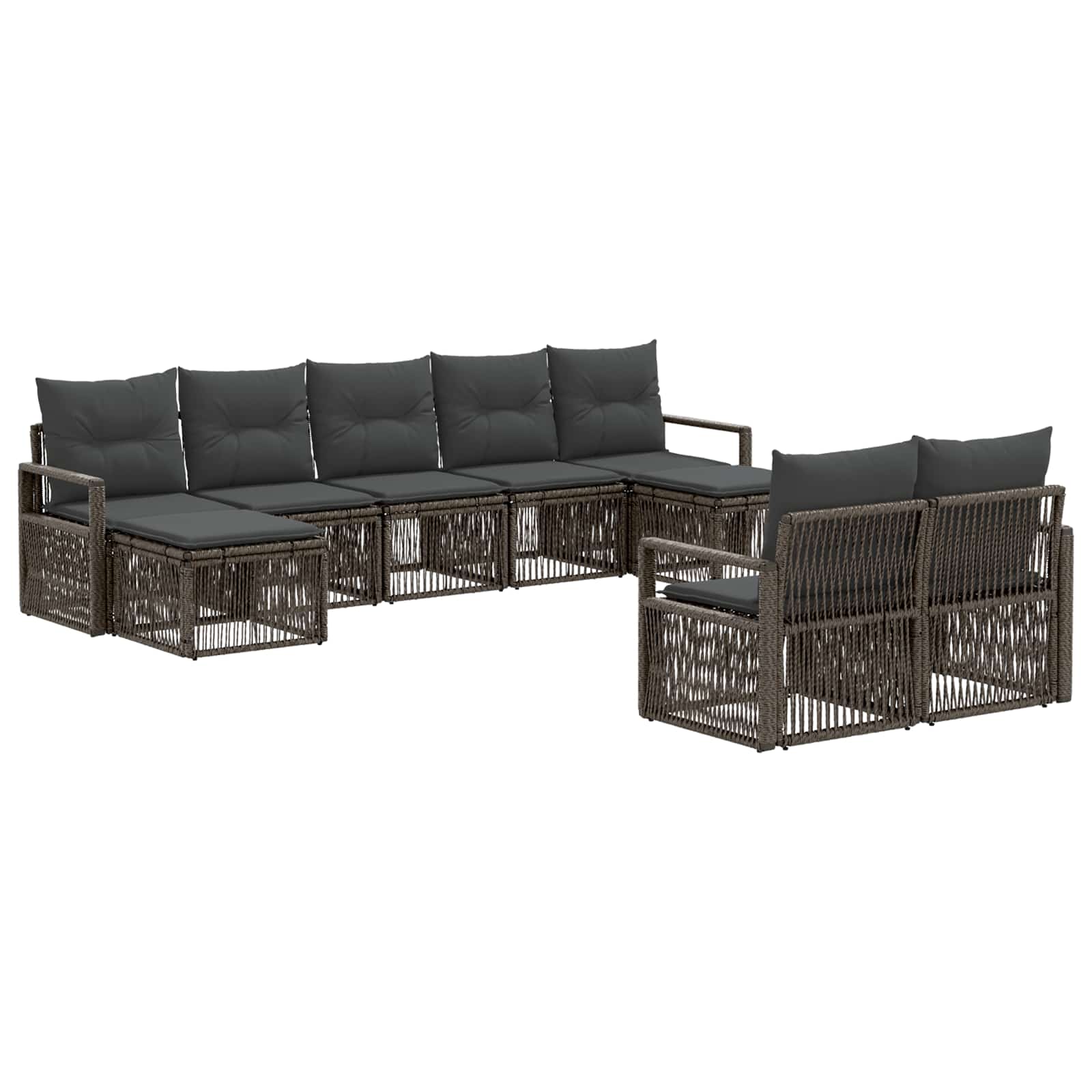 Set Divano da Giardino 9 pcs Grigio polyrattan | homemem39