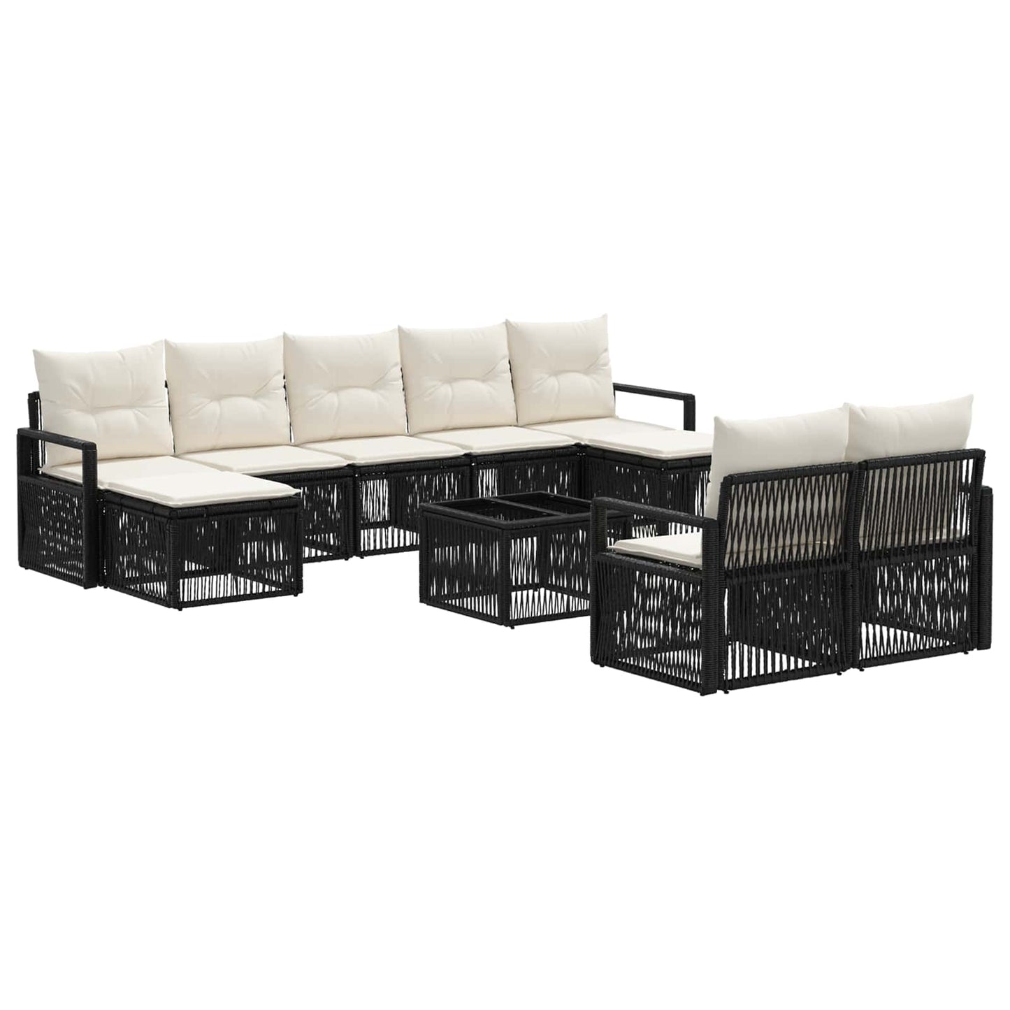 Set Divano da Giardino 10 pcs Nero polyrattan | homemem39