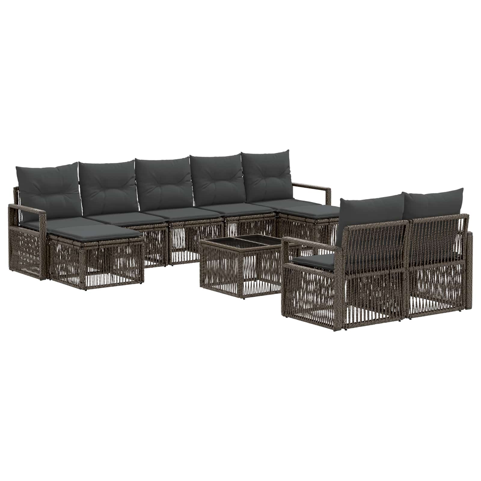 Set Divano da Giardino 10 pcs Grigio polyrattan | homemem39