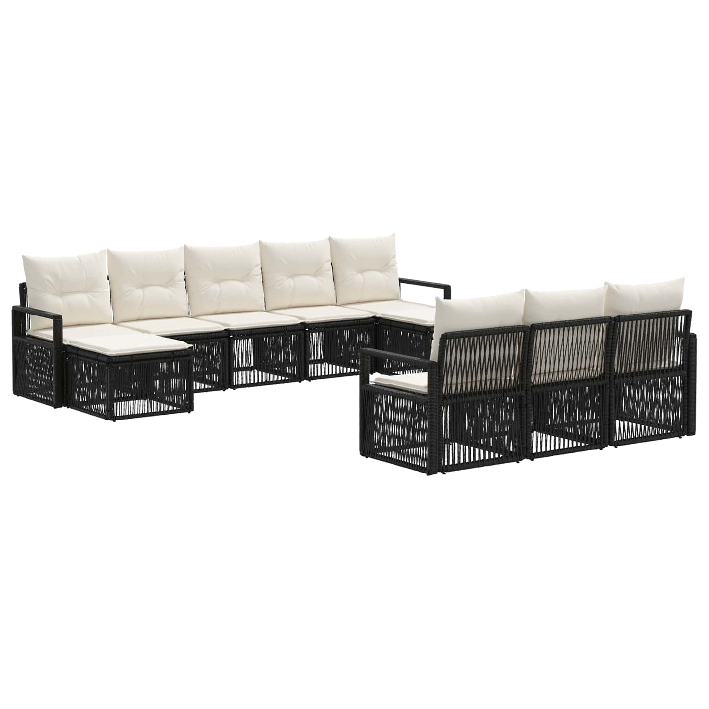 Set Divano da Giardino 10 pcs Nero polyrattan | homemem39
