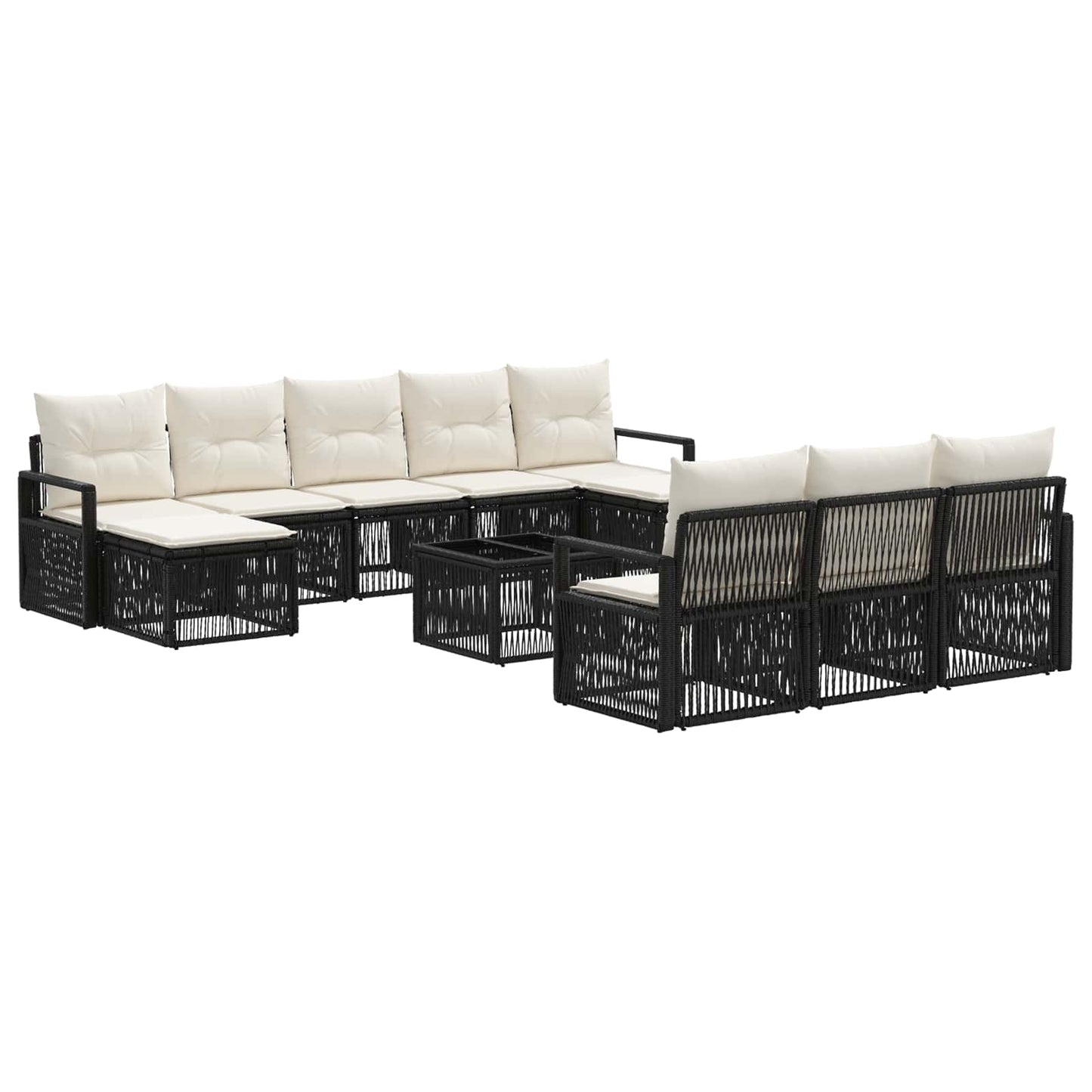 Set Divano da Giardino 11 pcs Nero polyrattan | homemem39