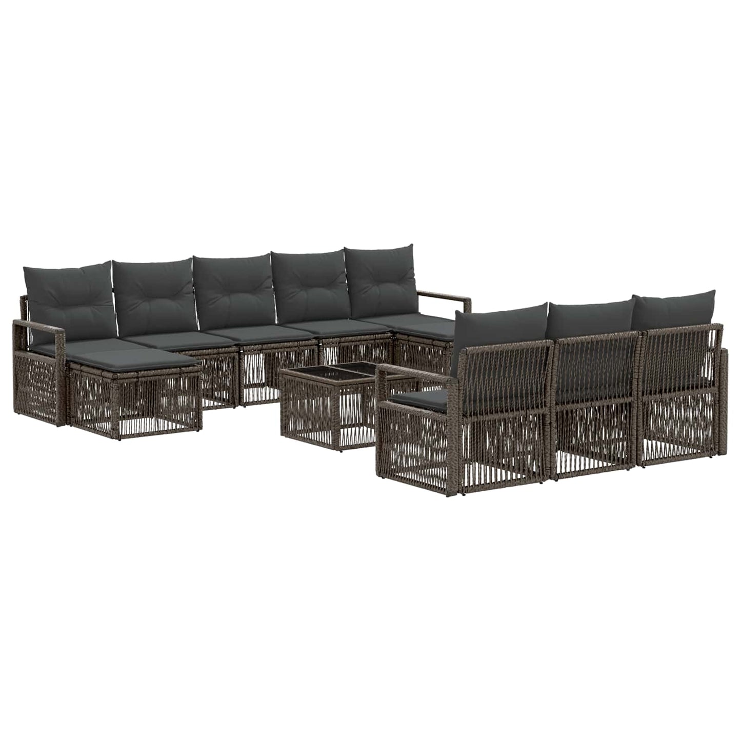 Set Divano da Giardino 11 pcs Grigio polyrattan | homemem39