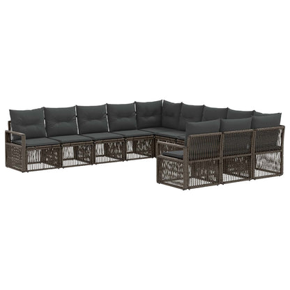 Set Divano da Giardino 11 pcs Grigio polyrattan | homemem39