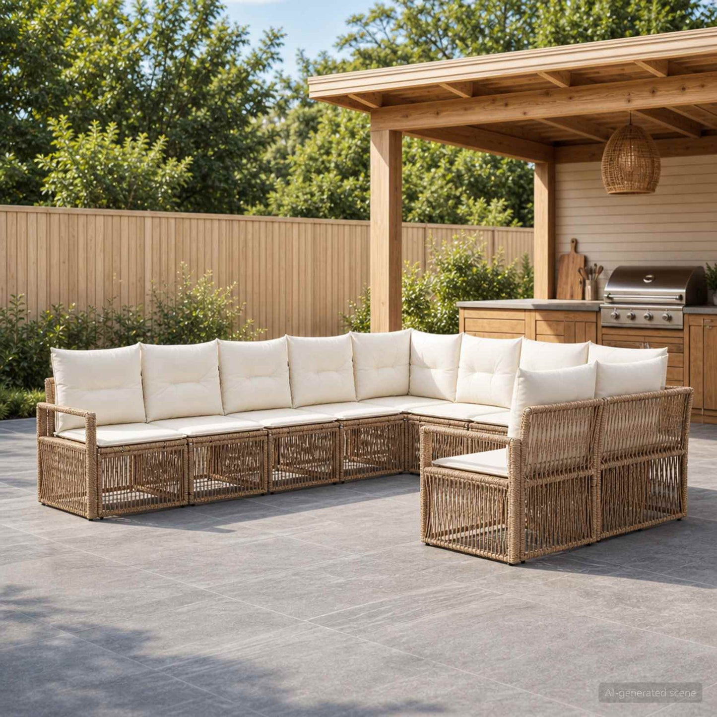 Set Divano da Giardino 11 pcs Beige polyrattan | homemem39