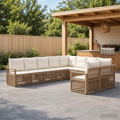 Set Divano da Giardino 11 pcs Beige polyrattan | homemem39