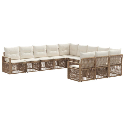 Set Divano da Giardino 11 pcs Beige polyrattan | homemem39