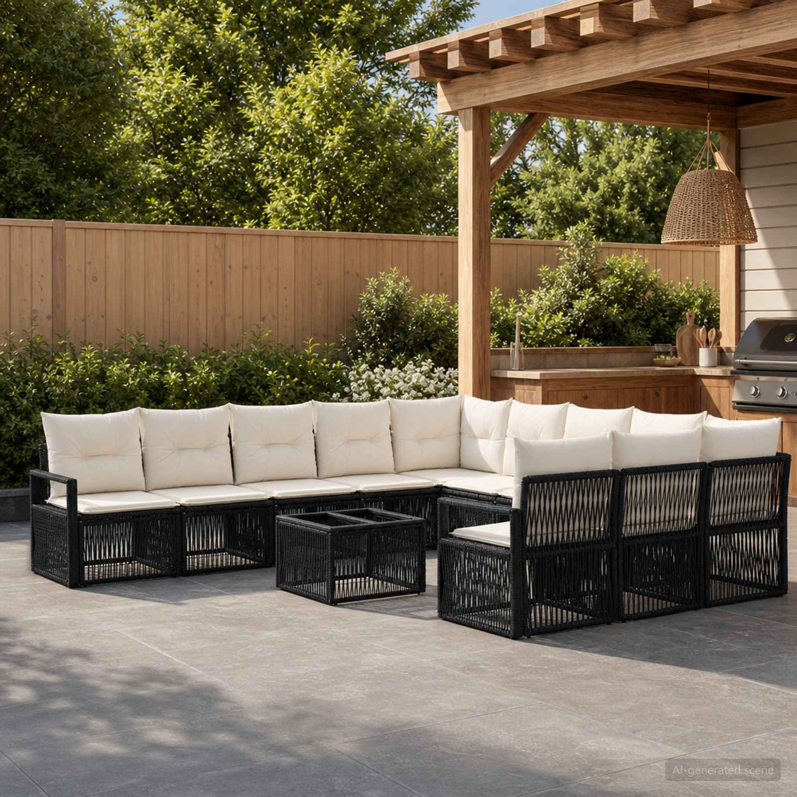 Set Divano da Giardino 12 pcs Nero polyrattan | homemem39
