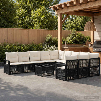 Set Divano da Giardino 12 pcs Nero polyrattan | homemem39
